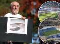 Ken Murtagh with one of the original designs for Canberra Stadium. Main picture by Gary Ramage