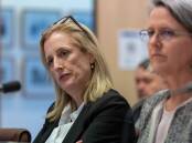 Minister for Finance Katy Gallagher (left) with secretary of the Department of Finance Jenny Wilkinson (right) at Senate estimates in May 2023. Picture by Gary Ramage