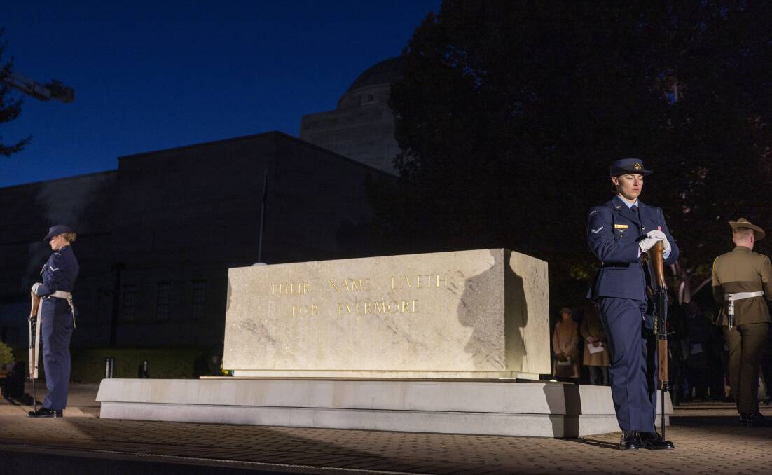 Tens of thousands gathered at the Australian War Memorial in Canberra for the Dawn Service. Picture by Gary Ramage

