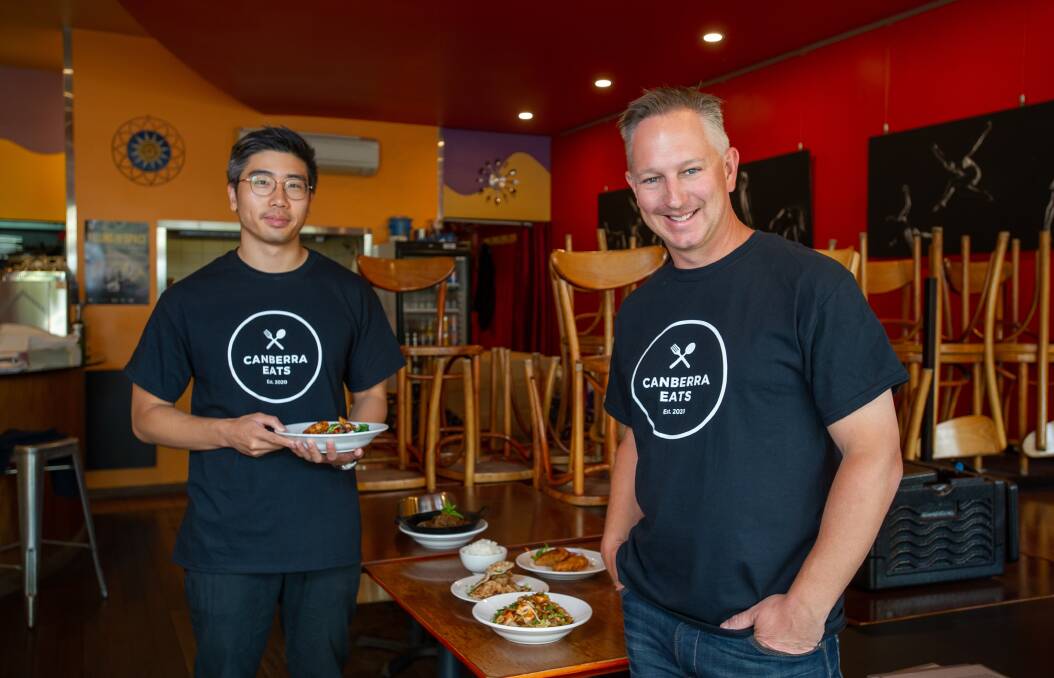 Alistair Ong from Abell's Kopi Tiam in Manuka and Chris Hansen, founder of Canberra Eats. Picture: Elesa Kurtz.