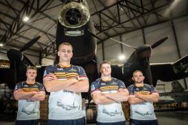 Brumbies players unveil the club's Anzac jersey. Picture by Karleen Minney