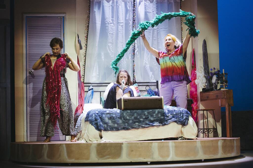 Helen McFarlane, left, Louiza Blomfield, and Tracy Noble in Mamma Mia! Picture: Dion Georgopoulos