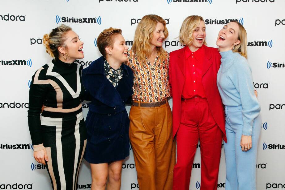 Ronan (right) with her Little Women co-stars Florence Pugh, Eliza Scanlen, Laura Dern, and director Greta Gerwig. Picture: Getty Images