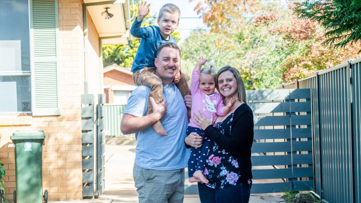 The Steele family (Peter, Beth, Angus, 4, and Sadie, 1) will celebrate Mother's Day by visiting Beth's mum in shifts apart from her sisters and their families. Picture: Karleen Minney