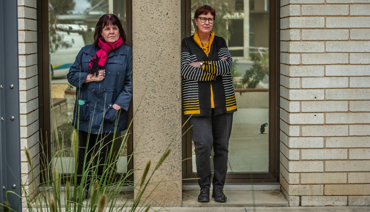 UC College staff members Carol Drew (left) and Megan Lee have been told there will be job losses in the fallout from the coronavirus pandemic. Picture: Karleen Minney.