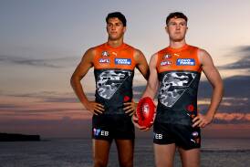 Tom Green, right, and Finn Callaghan are set to play in front of a Manuka Oval sellout on Thursday. Picture by Phil Hillyard