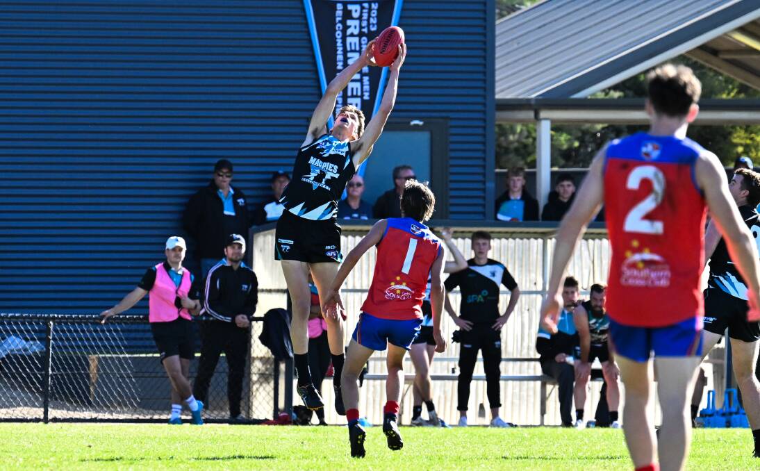 Magpies' Ben Rickard takes a mark in their easy win. Picture by Elesa Kurtz