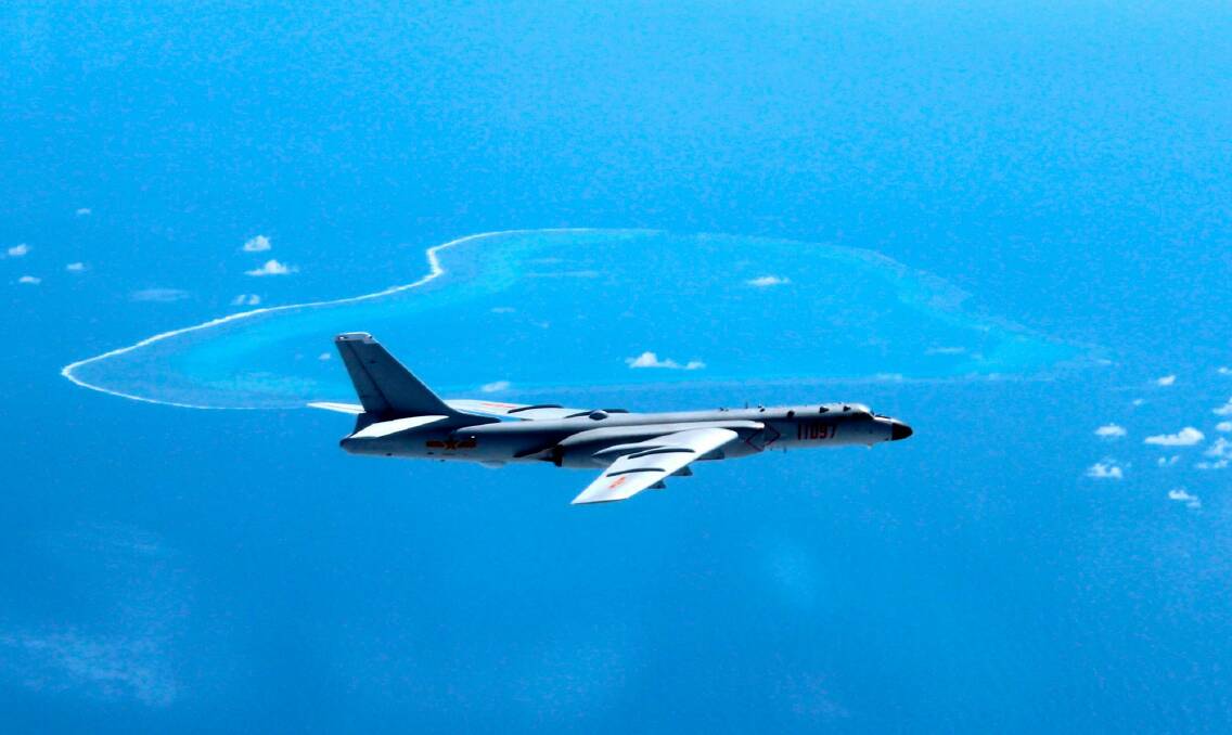 A Chinese H-6K bomber patrols the islands and reefs in the South China Sea. Photo: Liu Rui