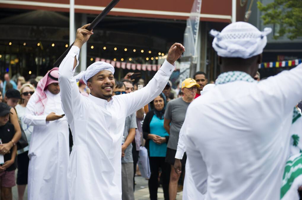 Traditional Saudi Arabian dancers entertaining the crowds. Photo: Dion Georgopoulos