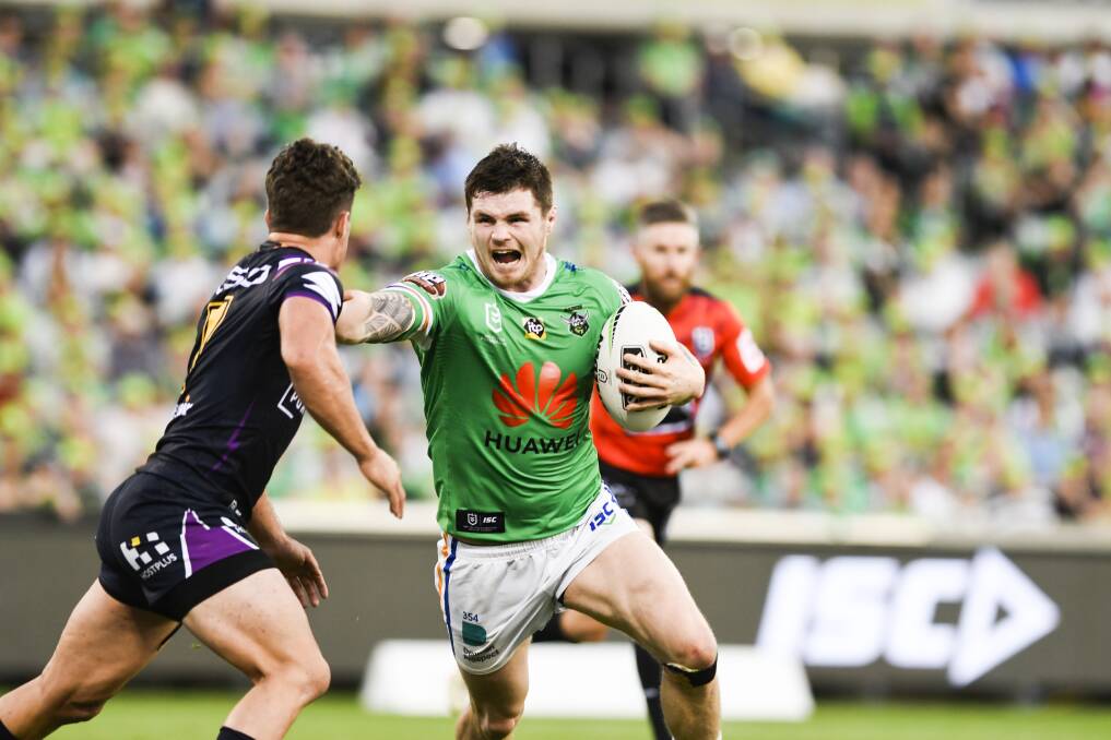 John Bateman shifted to an edge for Canberra. Photo: Dion Georgopoulos