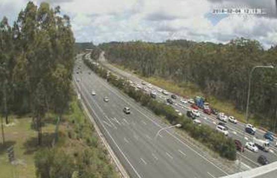 Northbound M1 congestion stretched six kilometres by 12.30pm and remained heavy for several hours. Photo: Department of Transport and Main Roads