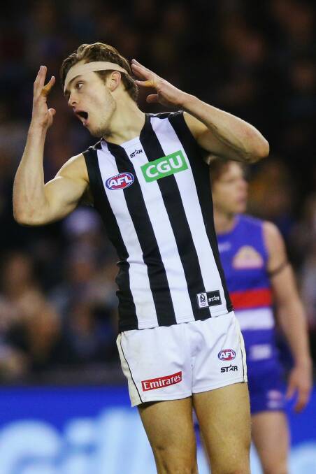 Darcy Moore of the Magpies reacts after missing a goal. Photo: Getty Images