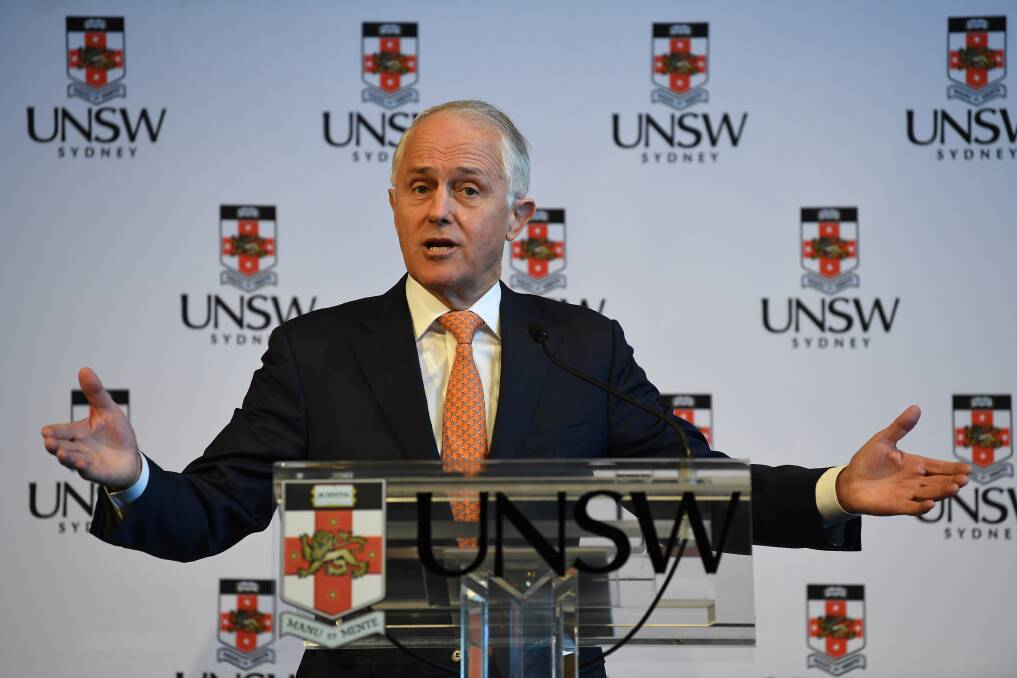 Malcolm Turnbull speaks at the University of New South Wales (UNSW) last Tuesday. Photo: AAP