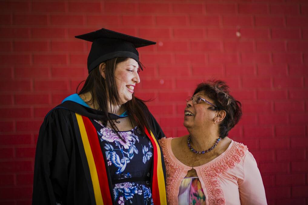 Heart: Dr Jessica King, the first Aboriginal graduate of the ANU Medical School, celebrates with her proud mother Dr Christine Fejo-King.  Photo: Jamila Toderas