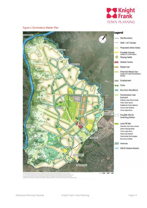 The Ginninderry master plan. About 11,500 homes will be developed across the whole estate over the next four decades. Photo: Knight Frank Town Planning