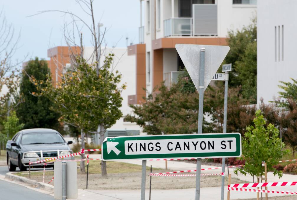 Kings Canyon Street, in a part of Harrison that is among the least advantaged parts of Canberra. Photo:  Elesa Kurtz