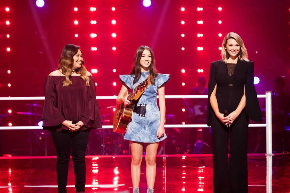 Lucy beat teammates Liz Conde and Brooke Schubert to progress to the next round of 'The Voice'. Photo: Channel Nine