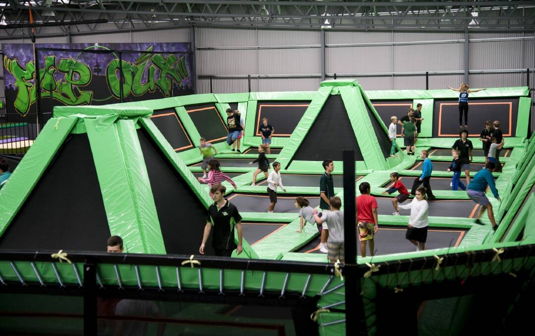 Flip Out's trampoline park will be open in Civic Square until Boxing Day. Photo: Elesa Kurtz