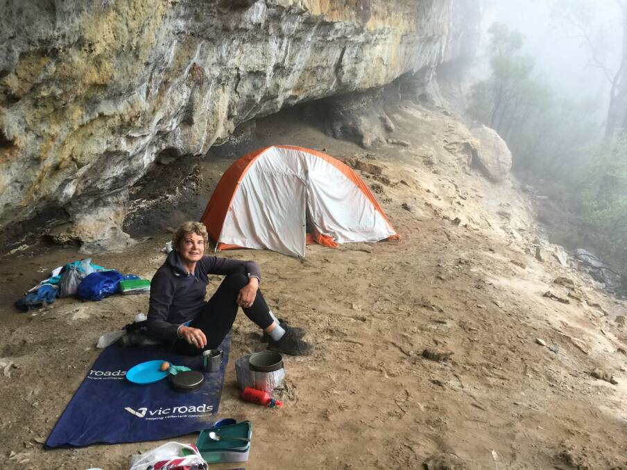 Francisca Boterhoven De Haan at a campsite she and William McCarthy set up during their six nights in Morton National Park. Photo: Supplied Photo: Supplied