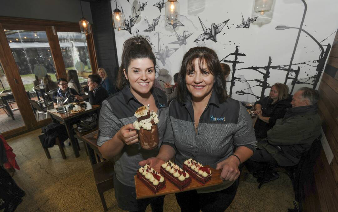 Two of Patissez's co-owners, Anna Petridis, left, and her mother Gina, inside the new cafe.  Photo: Graham Tidy