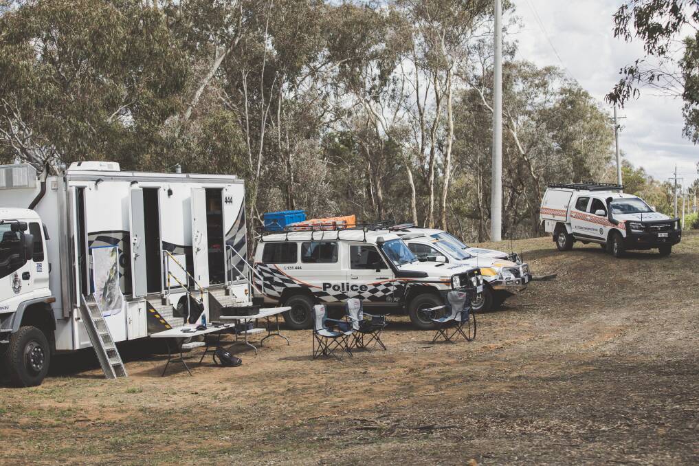 Volunteers, SES, and police are searching Mount Ainslie for any evidence for a historic missing persons case. Photo: Jamila Toderas
