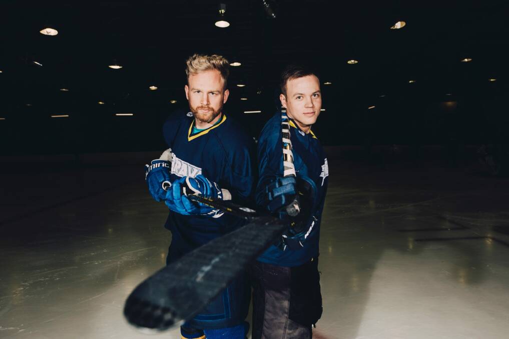 Canberra Brave players Kai Miettinen, Wehebe Darge, and Per Daniel Goransson have been selected for the Australian team to compete at the ice hockey world championships in Holland. From left, Canberra Brave's Per Daniel Goransson and Kai Miettinen. Photo: Jamila Toderas Photo: Jamila Toderas