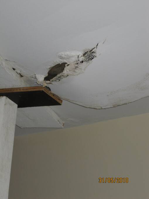 Water damage alleged to have been caused by defective building work at the Lagani apartment complex in Braddon.