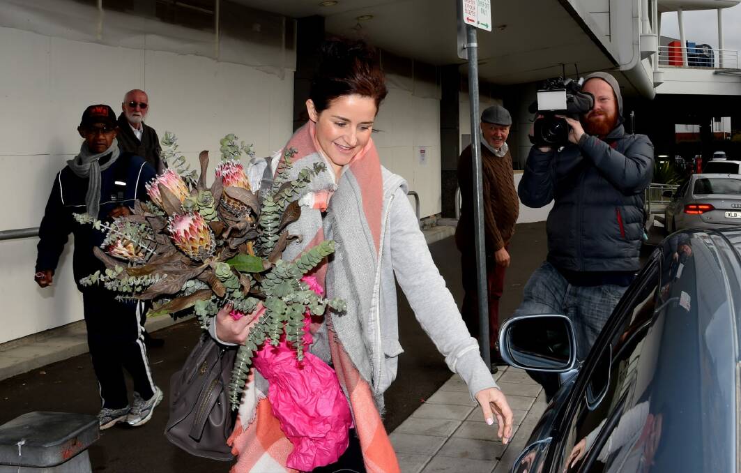 Michelle Payne said she was considering her future after leaving the Alfred Hospital on Wednesday following abdominal surgery. Photo: Penny Stephens