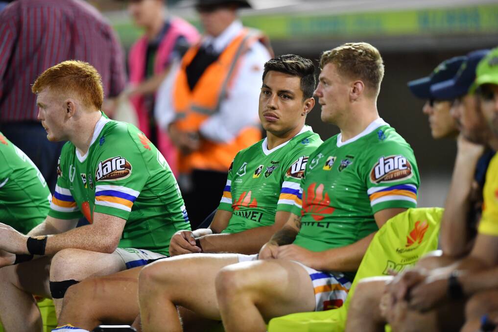 Raiders second-rower Joe Tapine will go for scans on his right thumb. Photo: NRL Imagery