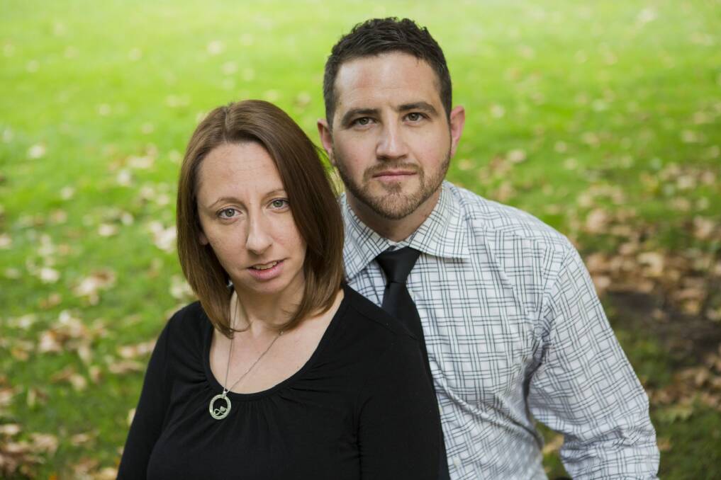 Melinda McFadden and her husband Grant are among more than 1000 Canberra parents who have had added stress due to extended failures of the NDIS online portal.  Photo: Jamila Toderas