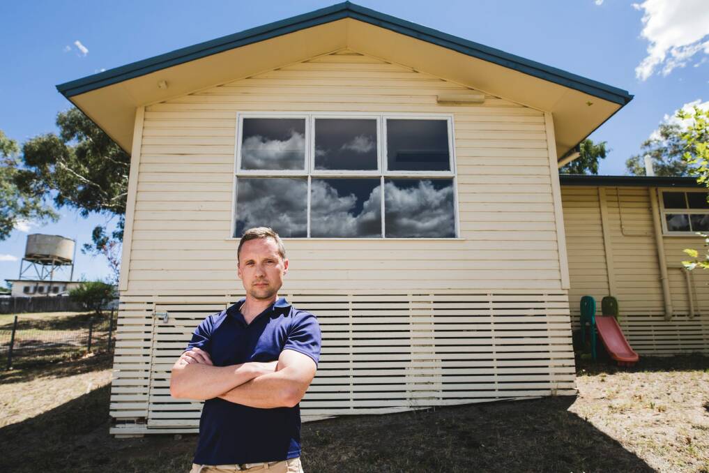Oaks Estate resident Hugh Griffin in front of the Oaks Estate Community Hall.  Photo: Jamila Toderas