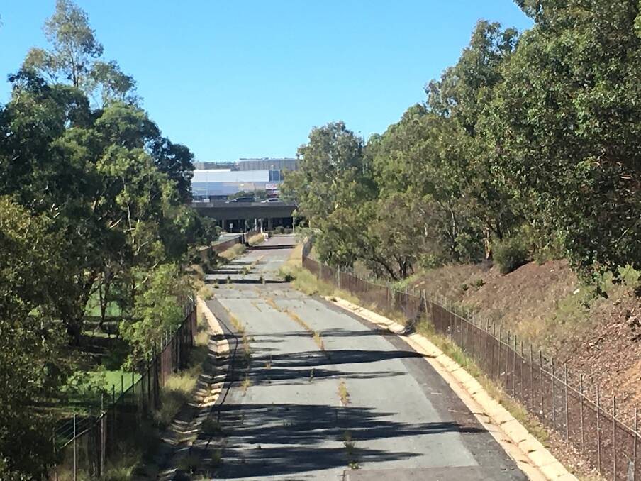 The abandoned busway leading into Westfield Belconnen. Photo: Tim the Yowie Man