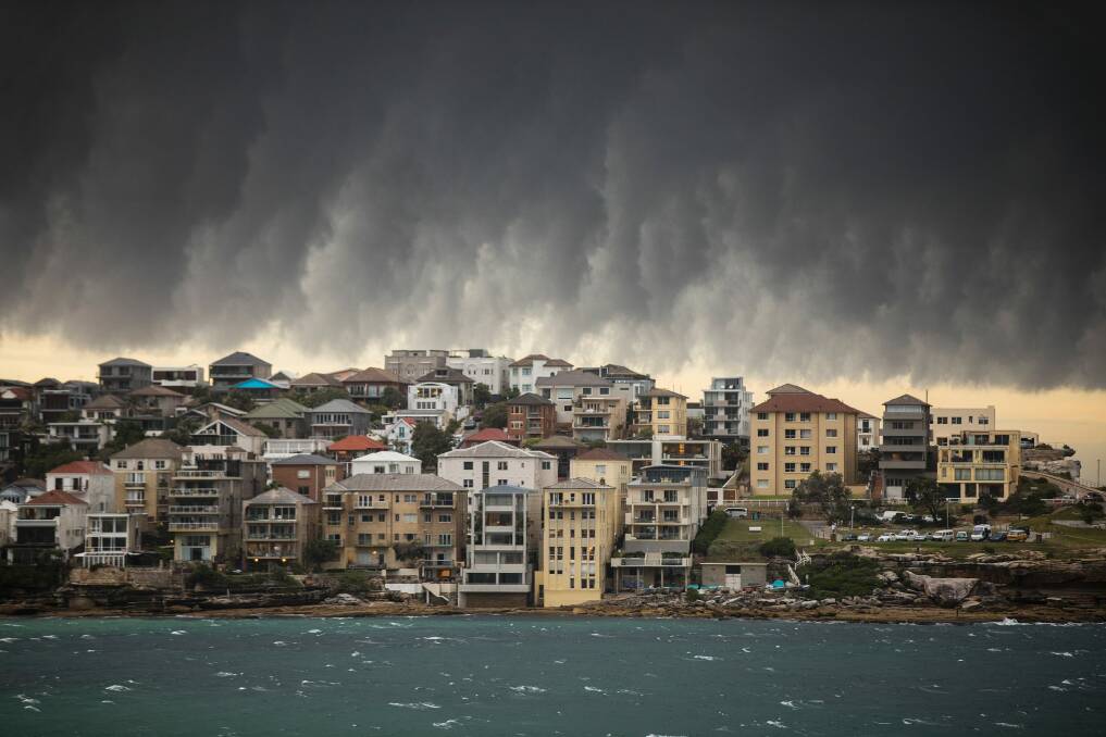 A big storm hits Bondi Beach in the early evening in January. Photo: Jessica Hromas