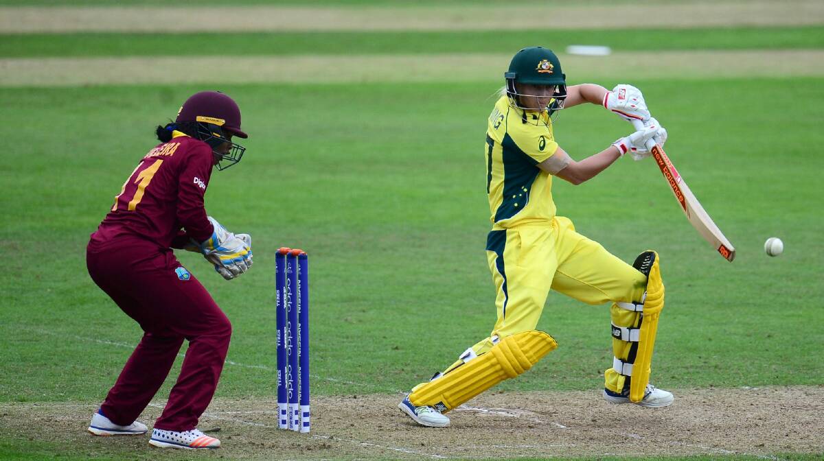 Wrist work: Meg Lanning's dominant technique on show against the West Indies at the World Cup. Photo: Getty Images