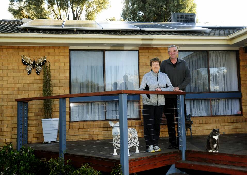 Leigh Incher and his wife, Beryl, of Higgins had solar panels installed on their roof just over a month ago and think it is a worthwhile investment.  Photo: Melissa Adams