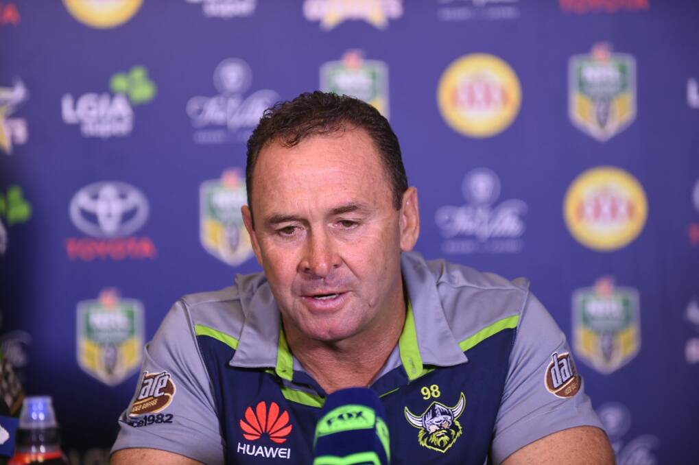 Raiders coach Ricky Stuart has warned his club to be ready for a Warriors backlash. Photo: NRL Imagery/Scott Davis