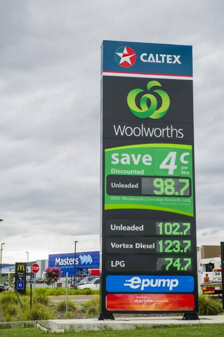Caltex gets a shot in during the price war at Majura Park.
