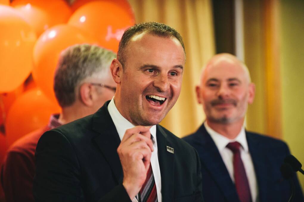 Andrew Barr will continue to lead the ACT, with a combined majority of 14 with the two elected Greens. Photo: Rohan Thomson