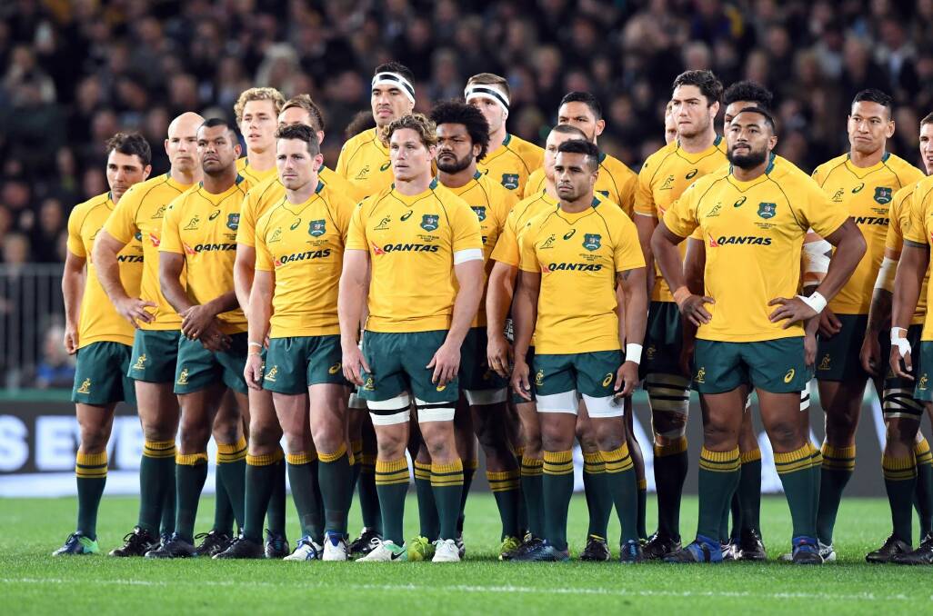 Signs of recovery: The Wallabies front up to the haka before the Bledisloe Cup clash in Dunedin. Photo: AAP