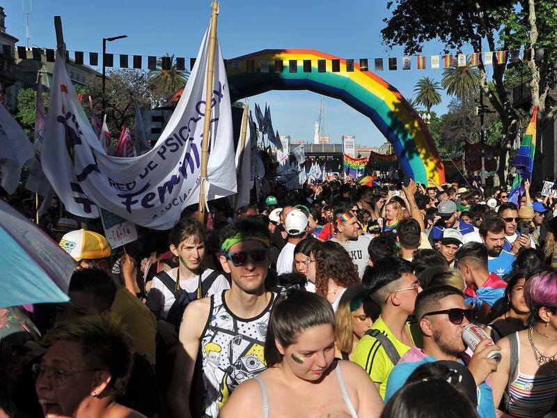 Thousands of people in Buenos Aires, Argentina have taken part in the city's annual pride parade.