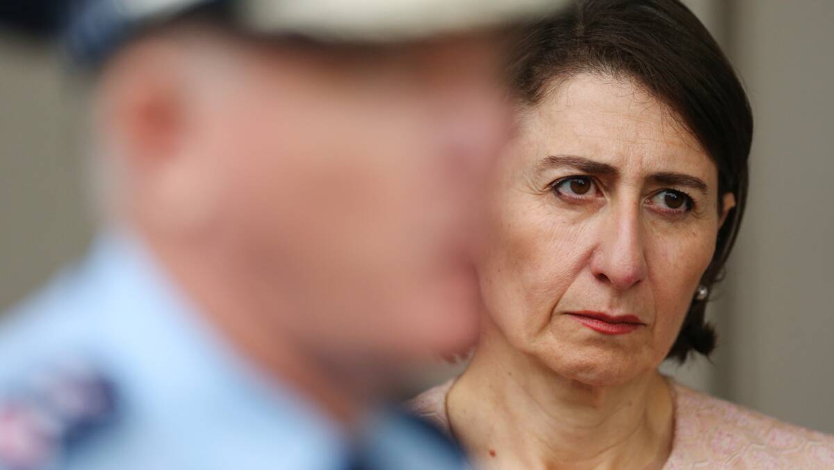 NSW Premier Gladys Berejiklian (right) with NSW Police Commissioner Mick Fuller. Picture: Getty Images