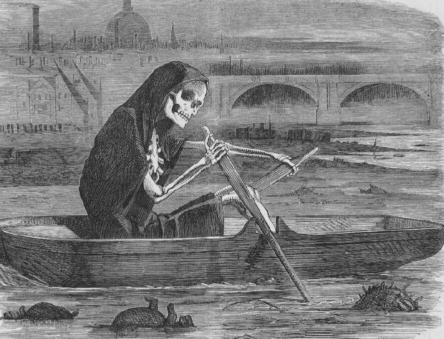 "The silent highwayman (Death rows on the River Thames)." Cartoon from Punch Magazine, Volume 35 Page 137; 10 July 1858. Picture: Supplied