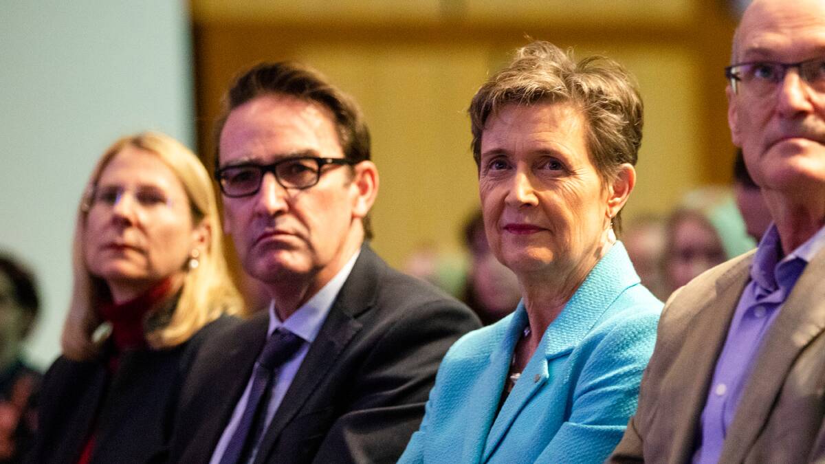 Treasury secretary Dr Steven Kennedy, centre left, and former Finance secretary Rosemary Huxtable, centre right, at an event in 2020. Picture by Jamila Toderas
