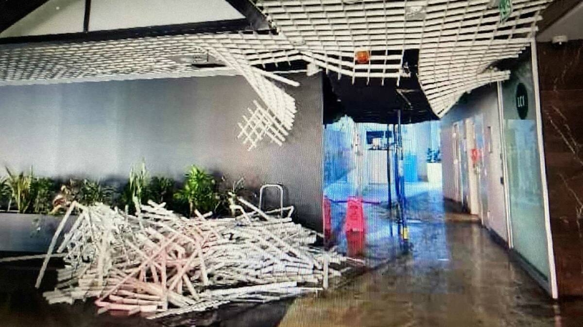 A picture of 50 Marcus Clarke St's ceiling collapse.