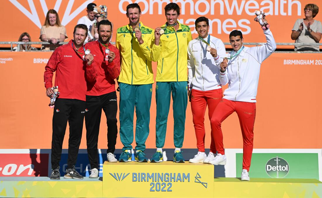 Chris McHugh said he felt "pure elation" standing on the top step of dais, singing the national anthem. Photo: Volleyball Australia 