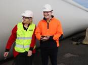 Climate Change and Energy Minister Chris Bowen with Newcastle MP Sharon Claydon at an offshore wind farm announcement in Newcastle. Picture by Simone de Peak