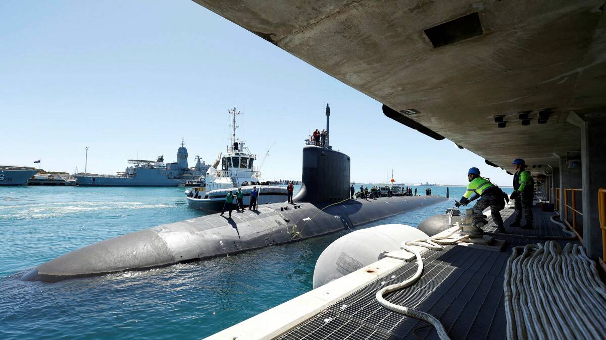 United States Navy Virginia Class submarine USS Mississippi arrives at Fleet Base West, Rockingham, Western Australia for a routine port visit. Picture by Department of Defence
