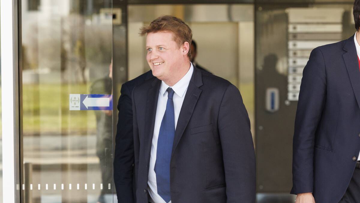 CFMEU secretary Zach Smith exits the ACT Integrity Commission Hearing. Picture by Keegan Carroll