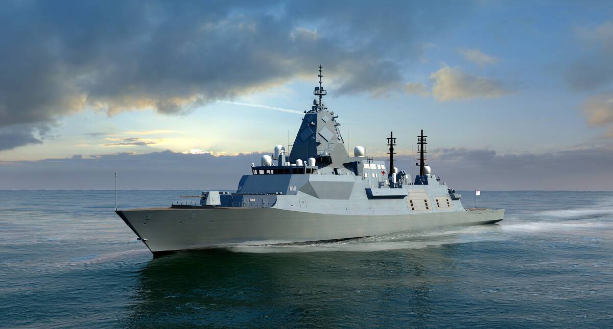 An artist's impression of the BAE Systems SEA 5000 Future Frigate, Global Combat Ship - Australia. Picture supplied 