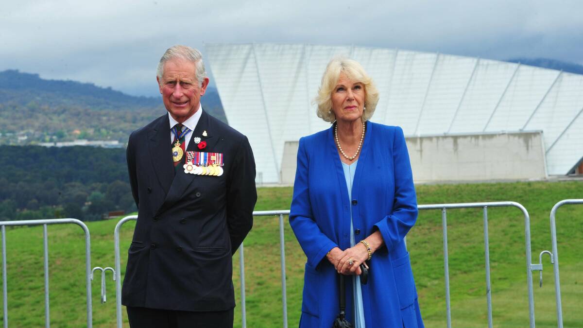 The then Prince of Wales and the Duchess of Cornwall in Canberra in 2015. Picture by Melissa Adams.